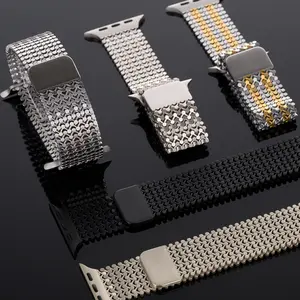 Apple Watchシリーズ用の新しいデザインの金属ステンレス鋼防水高級磁気時計バンド87 6 5 4 3 2 SE時計ウルトラストラップ