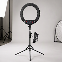 Lampu Cincin LED Studio Foto Aluminium 18 Inci 45CM dengan Remote Control, Suhu Warna Dapat Diatur, 3 Penyangga Ponsel untuk Vlog/Youtube Live