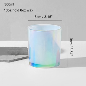 Pot à <span class=keywords><strong>bougie</strong></span> en verre électro-plaqué opaque irisé transparent de 300 ml/30 cl (10 oz) avec couvercle en métal, <span class=keywords><strong>écologique</strong></span>, réutilisable, pour la Saint-Valentin - Product Image 5