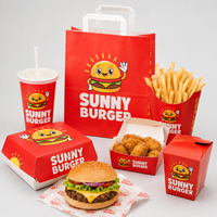 Emballage alimentaire personnalisé avec logo pour cheeseburger, poulet frit, frites, boîte en carton jetable pour emporter, restaurant pour chaînes de cafés