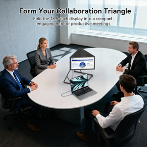 2026 Monitor de pantalla triple portátil de 18,5 pulgadas Soporte ajustable ergonómico de un cable Resolución FHD Venta caliente para reuniones pequeñas - Product Image 4