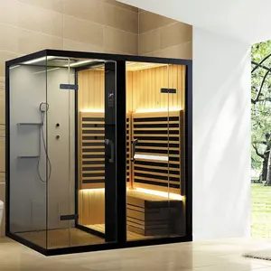 Maison salle de sauna à vapeur en bois salle de douche de luxe et de sauna pour 3 personnes