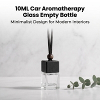 Botella de Vidrio Transparente Cuadrada para Colgar Fragancias, con Tapa Negra, Frasco Vacío en Forma de Cubo, Colgante para Auto, Envase para Fragancias Líquidas