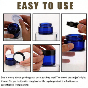 Vente en gros de pots en verre à large ouverture de 20g, 30g, 50g avec couvercle en plastique pour crème cosmétique, pots en verre vides pour soins de la peau, pots pour gommage corporel - Product Image 2