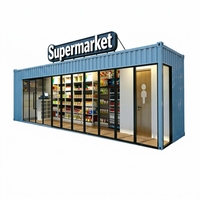Conteneur de 40 pieds modulaire et portable, transformable en mini-marché, kiosque, boutique de détail, stand d'épicerie éphémère ou supermarché conteneurisé pour le transport