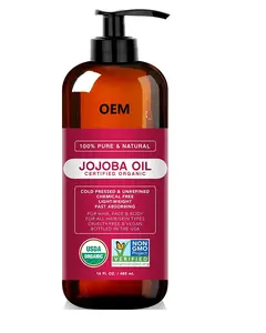 Private Label Hydraterende Multifunctionele Biologische Jojoba-olie Voor Gezicht Haar En Lichaamsverzorging Base Carrier Olie