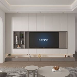 Middle Ancient Style LED <b>TV</b> <b>Stand</b> Cabinet Modern Design <b>Wall</b> <b>Mounted</b> Wooden Floating Living Room Furniture for Hotel Use - Product Image 3