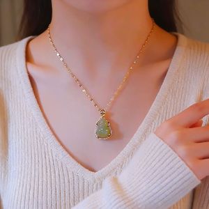 Titanium Steel Gourd <b>Necklace</b> With Bezel Setting For Daily Wear Gift Jewelry - Product Image 4