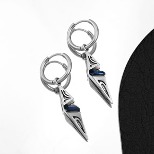 Boucles d'oreilles pendantes unisexes plaquées argent, design étoile rétro, style simple et tendance, vente en gros de bijoux 2026 - Product Image 3