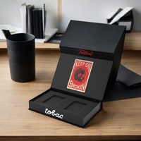 Boîtes personnalisées avec logo, emballage avec couvercle magnétique, boîte avec mousse, aimant noir en forme de carte VIP, petite boîte cadeau mate