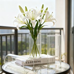Wholesale Cheap Clear Elegant Cylinder Glass <strong>Vase</strong> for Decoration Events Home Use - Product Image 6
