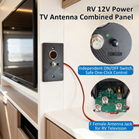 Plaque murale d'alimentation pour antenne TV 12V RV avec répartiteur de signal et prise 12V CC pour accessoires de camping-car, caravane et fourgonnette