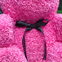 Articles cadeaux parfaits pour Noël et la Saint-Valentin : Ours en peluche géant de 70 cm avec roses artificielles en mousse