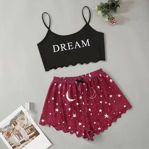 Wholesale New Star Dream Casual Satin Top Shorts for Women Plus Size Elastic Waist 2Pcs <b>Pajama</b> <b>Set</b> Sleepwear - Product Image 2