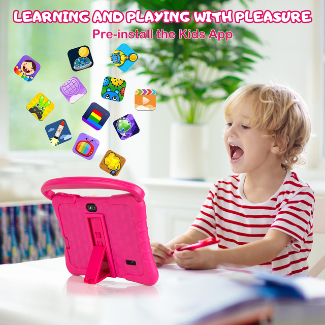 Educational 7-Inch 1024x600 Pixel Android 14 Quad Core 2GB+32GB Tablets for Kids-Children's Gift