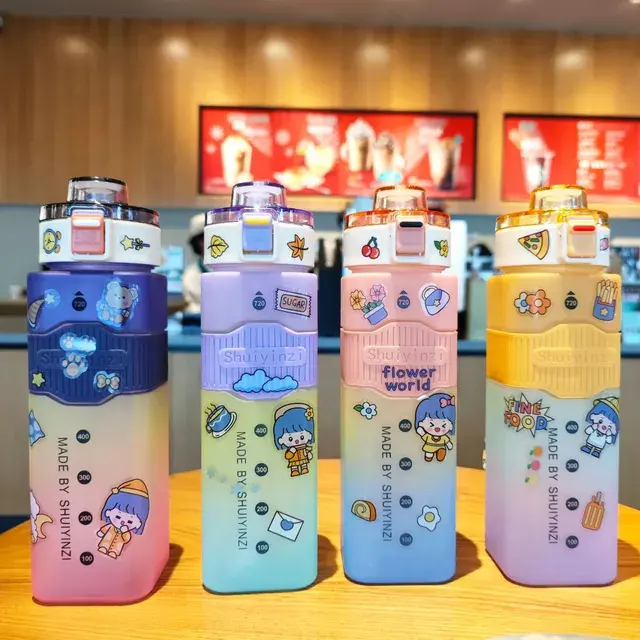 Оптовая Продажа с фабрики 1000 мл радужные бутылки для воды портативные градиентные цветные пластиковые бутылки для воды Детские для спорта на открытом воздухе