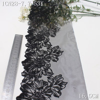 Dentelle brodée personnalisée de 16 cm, dentelle à paillettes brillante, dentelle florale douce en tulle transparent, broderie en dentelle pour lingerie, robe, couture
