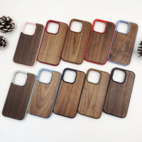 Étui de téléphone en bois naturel vierge, gravure laser personnalisée du logo, étui de téléphone portable en bois véritable pour iPhone 15 16 17 Pro Max
