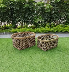 Eco-Friendly Seagrass Trash Bin Home Storage <b>Laundry</b> Basket Handwoven Natural Fiber Waste Basket for Office - Product Image 4