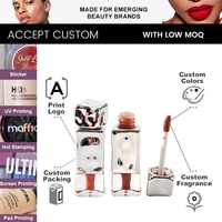 Gloss à lèvres non collant à l'acide hyaluronique avec tube ondulé pour filles, gloss à lèvres holographique effet miroir