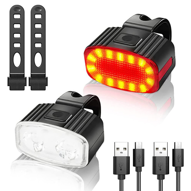 Bike Headlight and Tail Light Set for Night Riding USB Rechargeable Bicycle Light Bike Lights Front and Back IPX4 Waterproof
