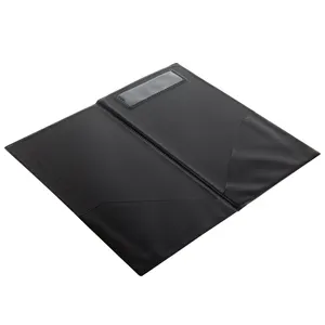 مخصص أسود PVC مجلد فحص الضيوف فاتورة مقاومة للماء Note ، حامل فاتورة مطعم للفندق