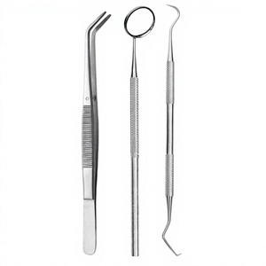Espejo dental explorador plateado con agarre moleteado, instrumento quirúrgico manual de clase I - Product Image 2