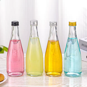 Bouteilles en verre transparent personnalisées pour jus, eau, <span class=keywords><strong>soda</strong></span> avec bouchons à vis pour boissons minérales, impression sérigraphique - Product Image 6