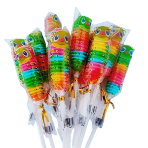 Halal colorido surtido <span class=keywords><strong>de</strong></span> frutas sabor dulce oruga forma piruleta <span class=keywords><strong>caramelo</strong></span> - Product Image 5