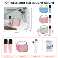 Máquina de Karaoke con Luces LED Personalizadas, Altavoz Loa Mike Mini, Juego de Micrófonos Inalámbricos para Niños
