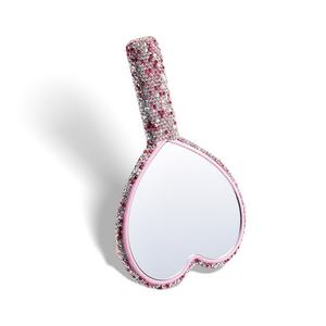 Heart Shape Decorative Vanity <b>Mirror</b> Makeup Seed Beads <b>Mirror</b> Silver <b>Compact</b> Pocket Handheld <b>Mirror</b> - Product Image 6