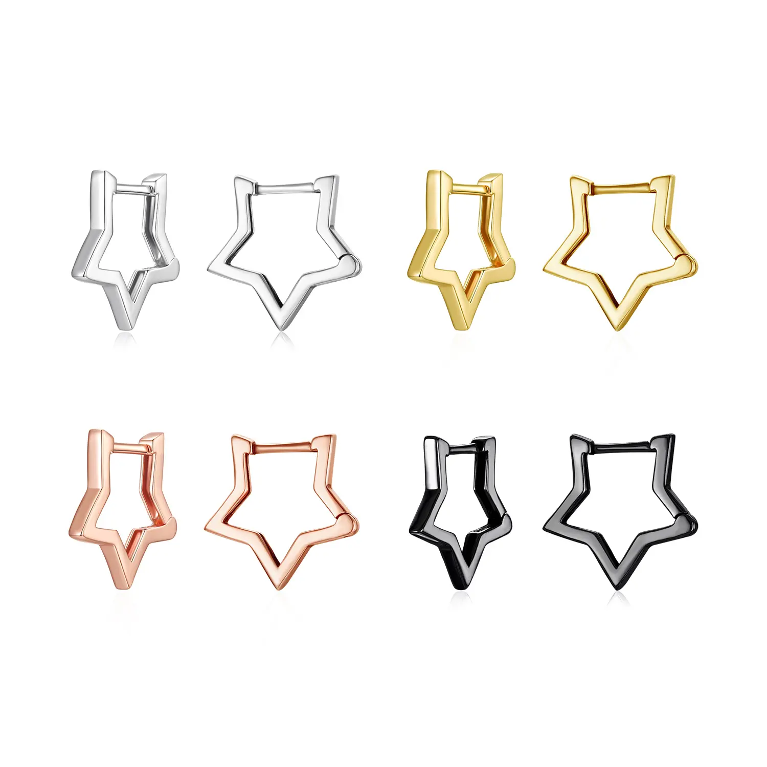 earring silver women, costume sterling silver jewelry 925 rose gold black gold plated 925 stud sterling silver hoop star earring