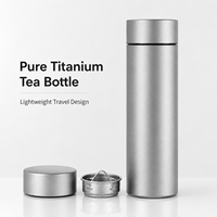 Thermos en titane pur, 450 ml, avec infuseur à thé, bouteille à double paroi isolée, couleur personnalisée