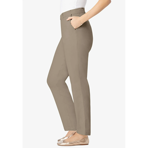 Pantalons longs d'affaires décontractés de couleur unie au design personnalisé pour femmes Pantalon chino avec logo personnalisable directement de l'usine du Bangladesh - Product Image 6