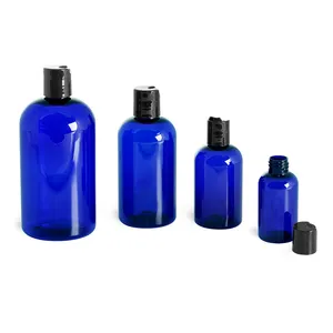 Factory Ruipack Cobalt Blue Plastic Boson Round Bottle With Disc Cap 100ml/200ml/300ml/500ml