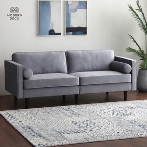 KD-tapicería para sofá de 3 plazas, de fácil montaje paquete plano, tela de terciopelo, gris, verde, precio al por mayor de fábrica <span class=keywords><strong>2022</strong></span> - Product Image 2