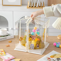 Boîte d'Emballage de Gâteau en Plastique Transparent Haute Carrée pour Mariage et Boulangerie – Présentoir