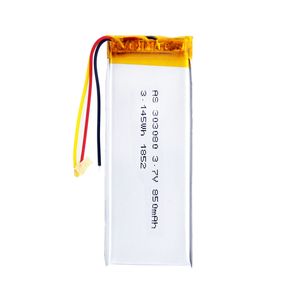 Ultra Thin Lithium Ion battery 303080 rechargeable <span class=keywords><strong>3</strong></span>,7 V 850mAh LiPo battery for electric toy - Product Image 1