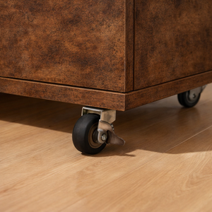 5-<strong>Drawer</strong> Mobile Rolling File Cabinet, Brown Wooden Storage <strong>Drawer</strong> Unit with Wheels for Home Office Organization - Product Image 6