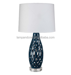 Hollow Out Ceramic <b>Table</b> Lamp for Bedroom Study Room Office Farmhouse <b>Bedside</b> Nightstand Lamp - Product Image 4
