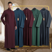 Robe musulmane islamique décontractée de luxe en coton de haute qualité respirante Dubaï Jubbah Arabie Saoudite Marocaine Thobe pour hommes