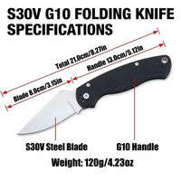 Couteau pliant de haute qualité, lame en acier S30V, choix de couleurs multiples, manche G10, trou pour le pouce, EDC, extérieur, personnalisé, OEM