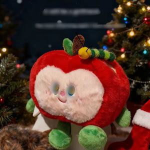 Llavero <span class=keywords><strong>de</strong></span> Peluche <span class=keywords><strong>de</strong></span> <span class=keywords><strong>Manzana</strong></span> Roja con Insecto, Muñeco Pingguo, Ideal como Regalo para Festividades o Pequeñas Sorpresas Diarias - Product Image 1