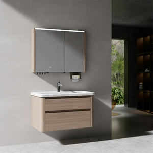 Meubles de salle de bain en MDF à fixation murale avec miroir éclairé et armoire étanche pour la maison/l'hôtel - Product Image 1