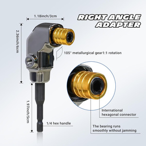 Right Angle Drill Adapter Set 1/4 In Chrome Vanadium Steel For Home Auto Repair Tools With Case - Product Image 2