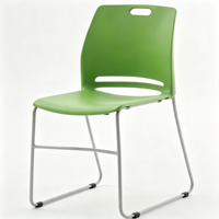 Chaise de conférence empilable moderne verte, siège en plastique, structure en acier, chaise de salle d'audience, de classe ou de réunion