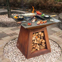 Barbecue extérieur en acier corten, barbecue européen en métal