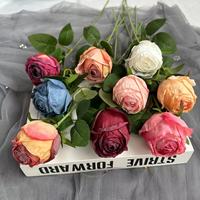 Desain Vintage Unik Buatan Tangan dengan Tepi Sutra dan Tepi Terbakar, Buket Bunga Mawar Buatan, Dekorasi Rumah Romantis, Ornamen Hari Ibu.