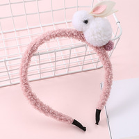 À la main dessin animé Animal bandeau En Peluche lapin mignon couvre-chef unique Filles pompon bandeau cheveux accessoires
