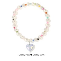 Collier de perles écologique Kawaii pour animaux de compagnie avec breloques en forme de cœur pour petits chiens et chats, bijoux de princesse tendance, accessoires colorés pour animaux de compagnie